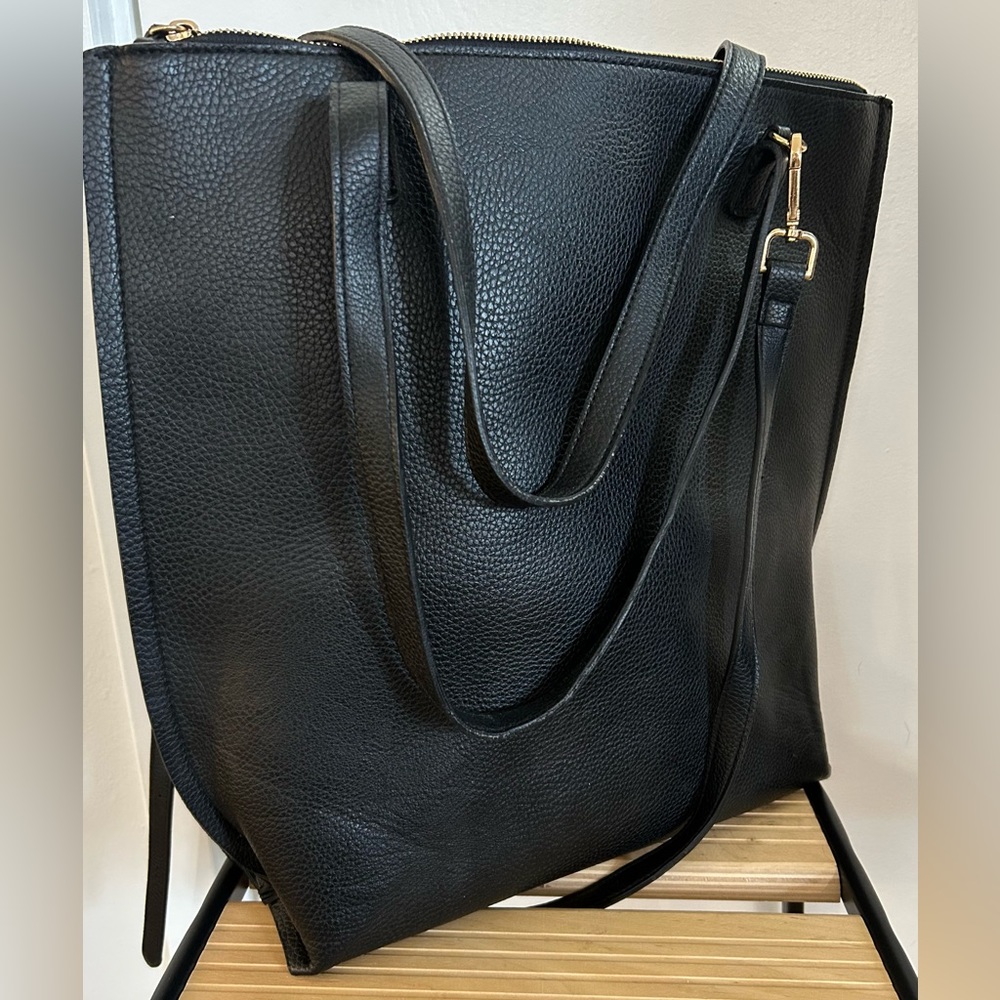 Silence + Noise Black Faux Leather Tote w/ Strap